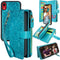 Harryshell Detachable Magnetic Zipper Wallet Case for iPhone XR 6.1 Inch, Floral Leather with Card Slots (Blue Green)