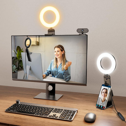 Evershop Ring Light for Laptop Desk Clip On,Small Computer Video Conference Lighting with