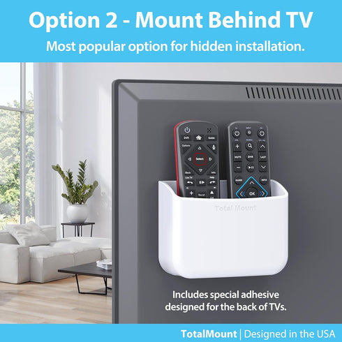 TotalMount Universal Remote Control Holder, Attaches to Wall or TV, Compatible with All Remotes