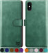 SUANPOT RFID Blocking Leather Wallet Case for iPhone Xs Max, Shockproof Flip Folio Cover (Sea Green)