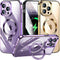 Magnetic iPhone 14 Pro Case with Invisible Stand, Compatible with MagSafe, Slim Clear Design with Electroplated Bumper,