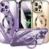Magnetic iPhone 14 Pro Case with Invisible Stand, Compatible with MagSafe, Slim Clear Design with Electroplated Bumper,
