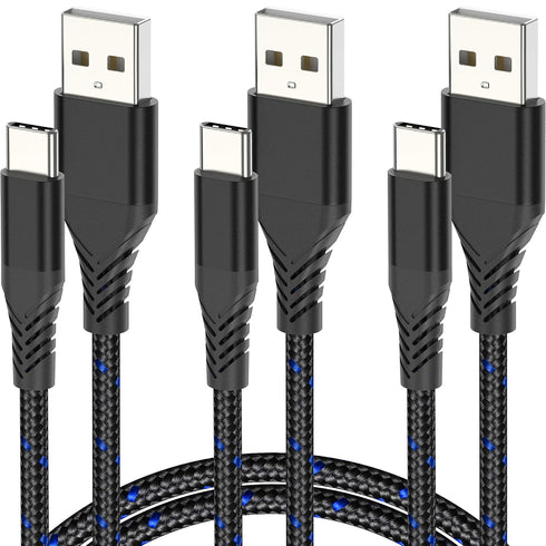 3 Pack 3ft Braided USB C Charger Cord, Fast Charging 3A for iPhone 15 Pro/Max, Samsung Galaxy S22 Ultra, Google Pixel 8