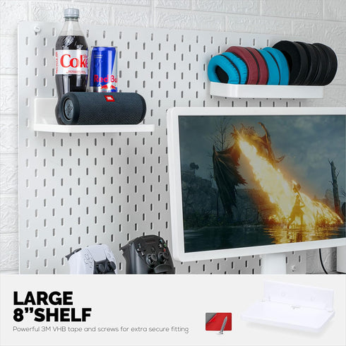 8 Shelf Wall Mount for Speakers, Security Cameras, Baby Monitors, Plants Toys & More, Floating Shelves, Adhesive