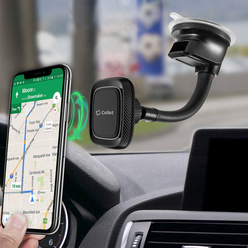 CELLET Flexible Arm, Magnetic Dash and Windshield Mount Smartphone Holder Compatible with iPhone 14 Pro Max, Samsung