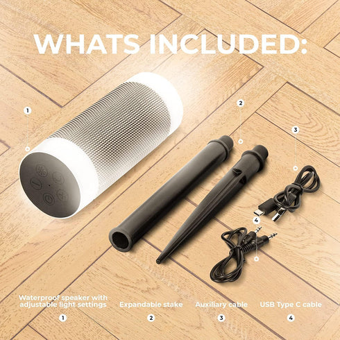iJoy Wireless Speaker with 10 Hour Playtime, IP66 Waterproof Bluetooth Tiki Speaker with LED Lights for Outdoor Use