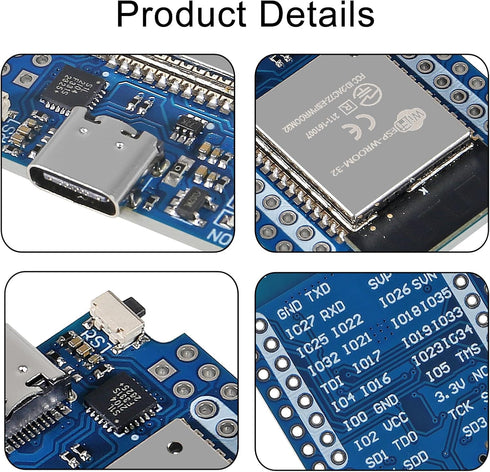 Type-C D1 Mini NodeMCU ESP32 ESP-WROOM-32 WLAN WiFi Bluetooth Development Board, 5V Compatible for Arduino