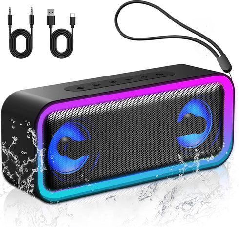 IKT Portable Bluetooth Speaker with Lights x Holidays/World Cup Stuffers, 30W Loud Stereo
