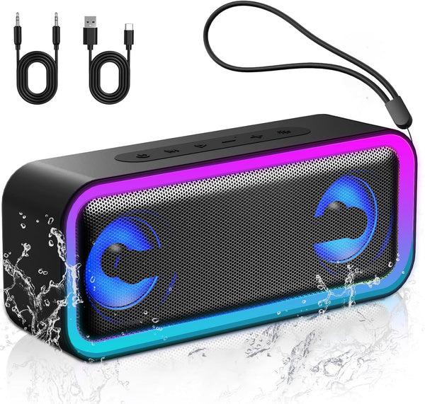 IKT Portable Bluetooth Speaker with Lights x Holidays/World Cup Stuffers, 30W Loud Stereo