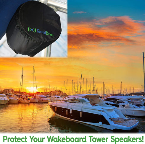 Marine Wakeboard Tower Speaker Covers for 8” Round Speakers – Water-Resistant, Large Size (Set of 2)