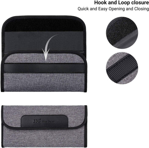 JJC 4 Pockets Lens Filter Case for Filters Up to 82mm, Foldout Filter Pouch with Microfiber Cleaning Cloth