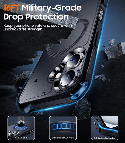 Temdan Designed for iPhone 16 Case Magnetic, Compatible with Magsafe, Military Grade Drop Protection, Tough Rugged Case