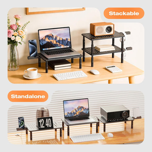 3 1 Pack Computer Monitor Stand Riser for Desk, Height Adjustable PC Laptop TV Desktop Monitor Stand Shelf, Metal