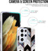 BAISRKE Galaxy S21 Ultra Case, Shiny Rose Gold Geometric Marble Hybrid Hard Plastic Back Soft Clear Glitter TPU Edge