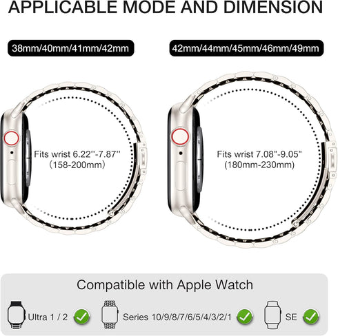 EPULY Metal Band Compatible with Apple Watch, 49mm 46mm 45mm 44mm 42mm 41mm 40mm 38mm, Business Stainless Steel Strap