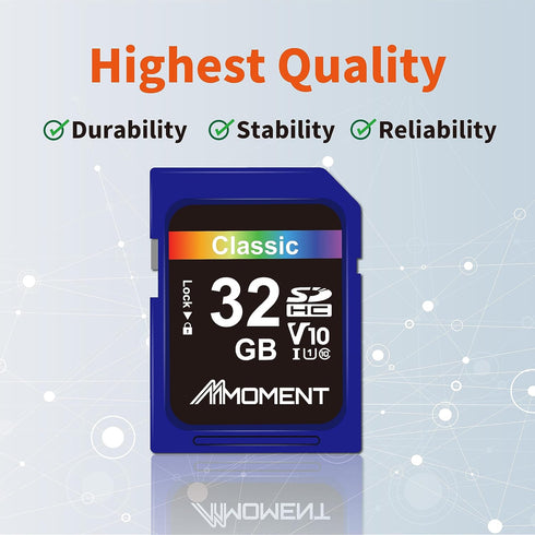 MMOMENT SDHC Card 32GB, Compatible with Camera, UHS-I, Class 10, High Read and Write Speed