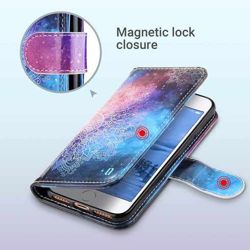 ULAK Wallet Case for iPhone SE 3(2022)/SE(2020)/8/7, Premium Floral PU Leather Flip Case with Card Holder (Mandala)