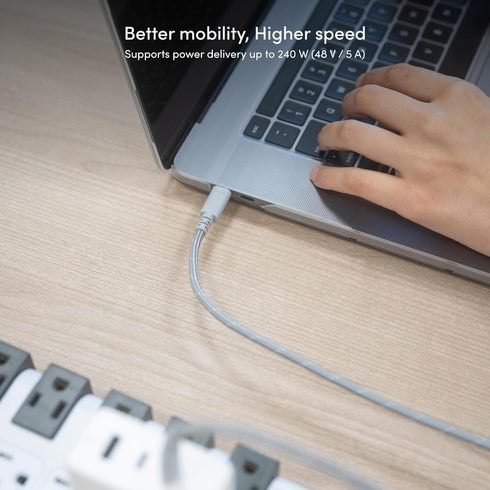 Moshi Integra USB-C to C Cable, Gray, 240W/480Mbps, 2.0M