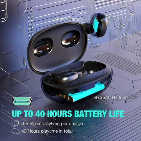 Otium Wireless Earbuds Bluetooth 5.0 Headphones with Deep Bass, 3D Stereo Sound, Mini Headsets, 40H Playtime, IPX7