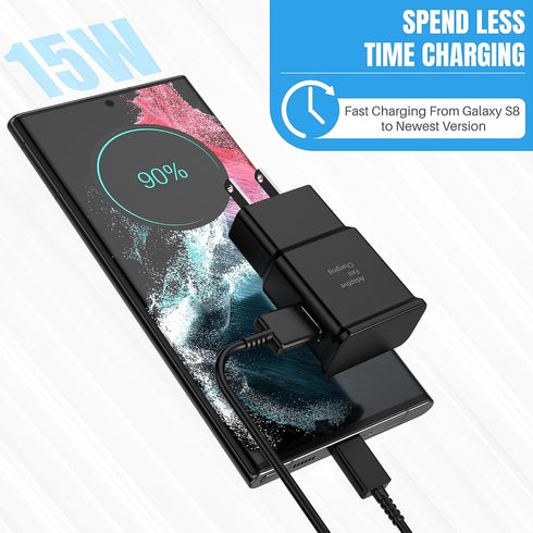 Samsung USB-C Charging Cable 6.6ft, Type C Fast Charger for Galaxy S23/S22/S21/S20/S10e/Note20/2-Pack.