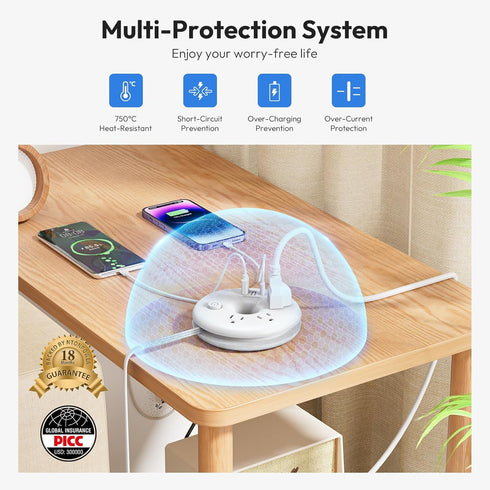 NTONPOWER Travel Power Strip with USB Ports, 3 Outlet and 3 USB (1 USB C), 5 ft Extension Cord, Compact for Home Office