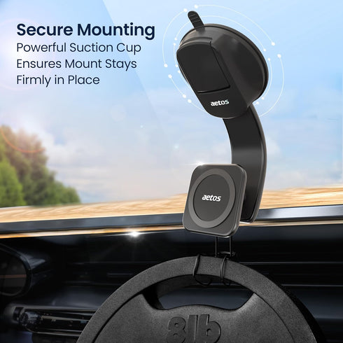 iPhone MagSafe Car Mount Magnetic Phone Holder with Adhesive Suction Base, Fits iPhone 15/14/13/12 and Android