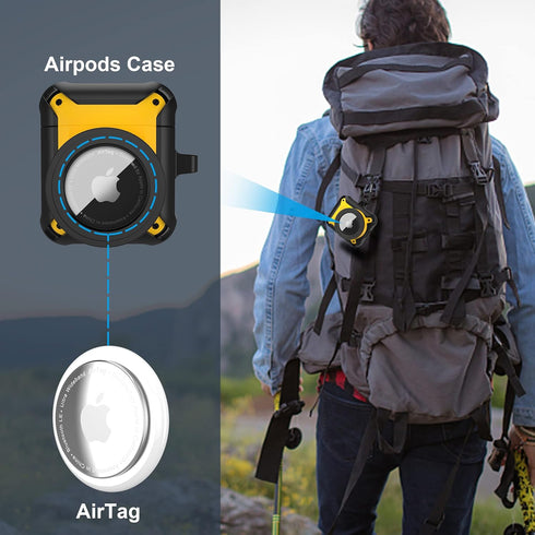 Valkit Compatible with Airpods Case | 2 in 1 Rugged Protective Shockproof Case for Air Pods 1/2 Gen 2021, Black/Yellow