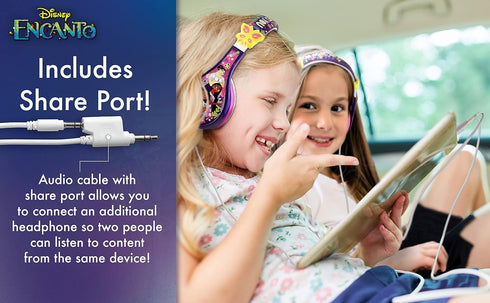 eKids Disney Encanto Headphones for Kids, Wired Headphones for School, Tangle Free Toddler Headphones with Volume
