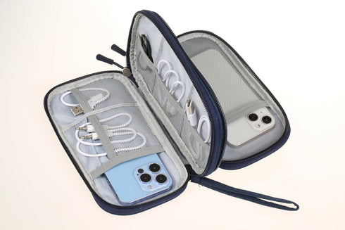 Waterproof Portable Electronic Organizer Bag for Travel, Multifunctional Cord Storage Case in Blue