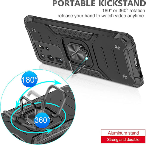 Anqrp Galaxy S20 Ultra Case, Military Grade Protective Phone Cover with Enhanced Metal Ring Kickstand