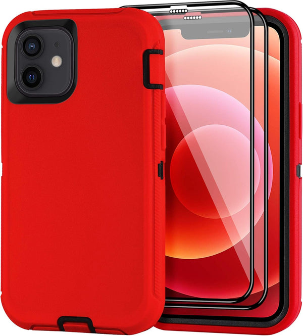 for iPhone 12/12 Pro Case 6.1" with 2 Screen Protectors, Full Body Rugged Heavy Duty Military Grade Shockproof