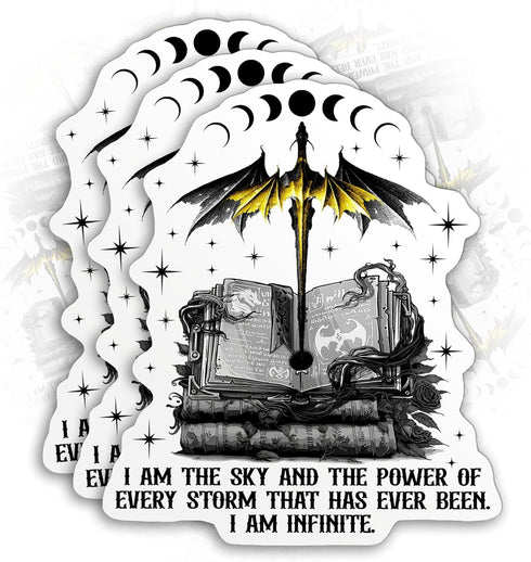 (3PCS) Fourth Wing Inspired Dragon Rider Sticker, Fantasy Books Bookish Decal, 3" Die-Cut Waterproof Vinyl Sticker