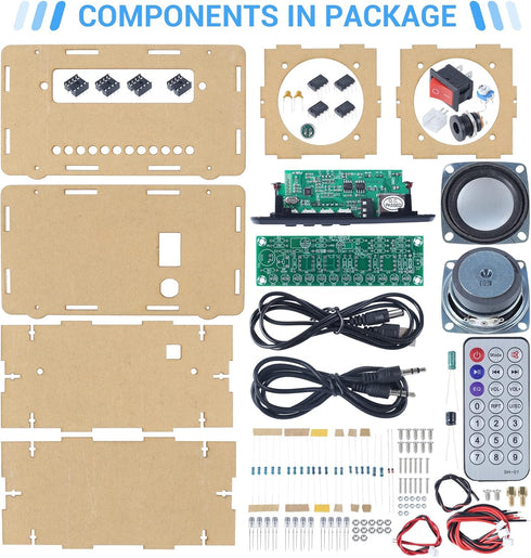 MiOYOOW DIY Bluetooth-Compatible Speaker Kit with F? Radio, Electronic Soldering Practice Kit USB Mini Home Sound Amplifier DIY Kit with Digital Display and Colorful LED Lights for School STEM Project