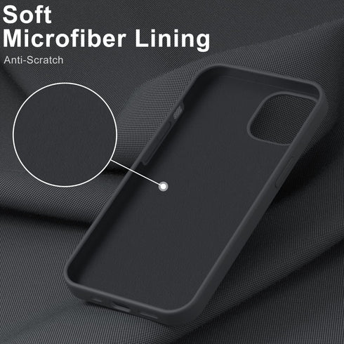 DEENAKIN iPhone 14 Plus Case with Screen Protector, Soft Liquid Silicone Gel Rubber Bumper Cover, Dark Grey