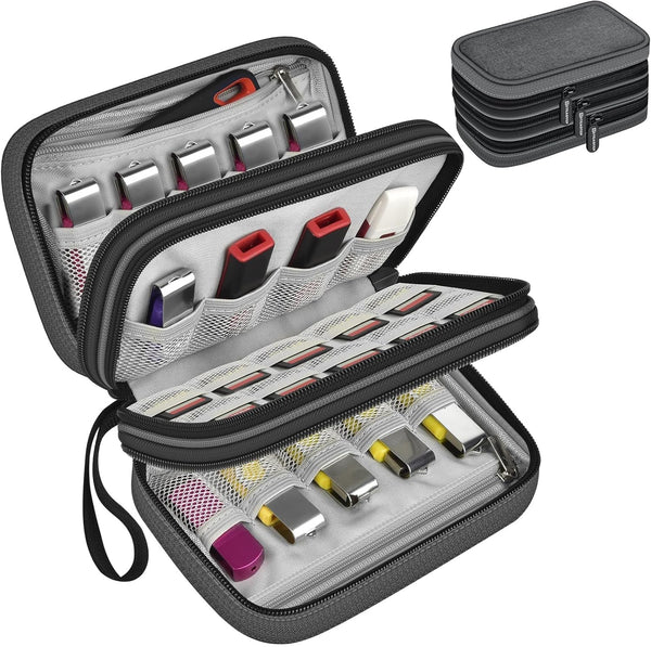 USB Flash Drive & SD Card Organizer Case - Holds 24 Thumb
