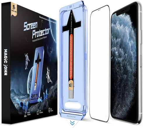 MAGIC JOHN Tempered Glass Screen Protector for iPhone 11 Pro/X/XS (5.8") - 2 Pack, Bubble-Free, HD Clear, Easy Install