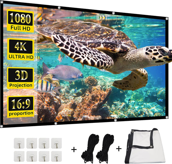 84" Projector Screen, 4K 16:9 HD Foldable Movie Screen for Indoor Outdoor Home Theater and Travel