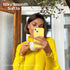 ORNARTO Slim Liquid Silicone Case for iPhone 13, 3 Layers Full Covered Soft Gel Rubber 6.1 inch-Lemon Yellow