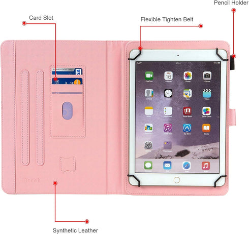 Dteck Universal Case for 8.0-8.4 Inch Display Tablets, Slim Leather Wallet Cover for HD 8/Samsung Galaxy/Lenovo/Huawei
