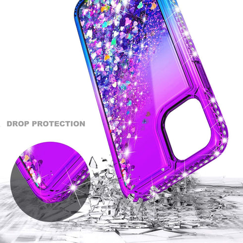NGB Supremacy iPhone 12/12 Pro Case with Tempered Glass Screen Protector, Liquid Bling Sparkle Glitter Case