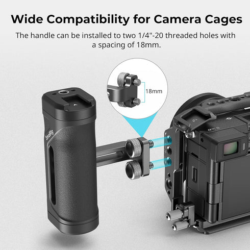 SmallRig Mini Side Handle for 1/4"-20 Threaded Holes, Portable Camera Cage Handle for Left or Right Hand, Up and Down