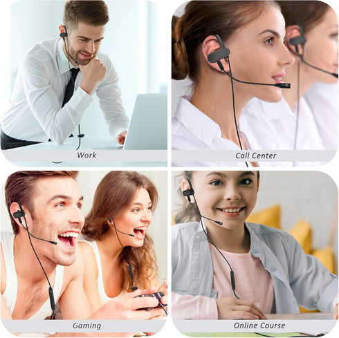 Single-Side Earbud with Boom Mic, USB-A Plug for PC, Mac, Laptop, PS4, PS5 & Call Center, Ideal for Conference, Gaming,