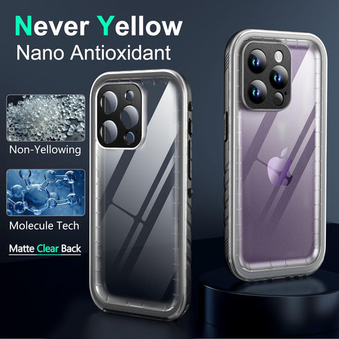 SOKUSIN iPhone 14 Pro Case - Heavy Duty Waterproof, 10FT Dropproof, Dustproof, Full Body Shockproof, 6.1" Black/Clear.