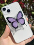 Butterfly Sticky Mobile Phone Grip, Clear Cell Phone Stand, Expanding Cell Phone Charms Accessory, Interchangeable