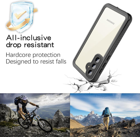 Galaxy S23 FE Case, Ultimate Waterproof & Shockproof Protection, Full Coverage with Screen Protector, Slim Design Black
