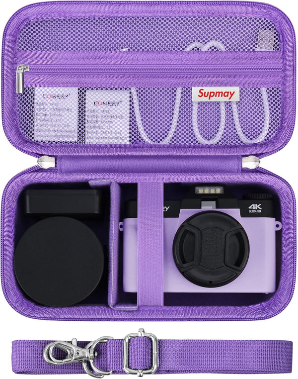 Vlogging Camera Case Compatible with Duluvulu/TEBNGIHM/zheozeig/Oiadek 4K Digital Camera, Carrying Case for Lens, USB
