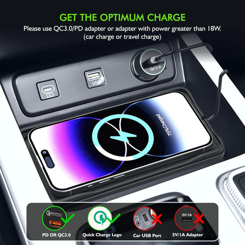 LANSEMKU 15w 17/16/15/14/13/12 S23 S22 S20 30cm Wireless Car Charger Pad, Fast Car Wireless Chargers Charging pad Non