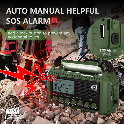 Emergency Radio Weather Radio 12000mAh, AUTO NOAA Solar Hand Crank Radio, AM/FM/SW/NOAA Portable Radio