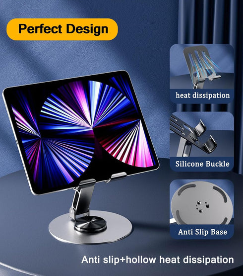 Jofnaylr Adjustable/Foldable/360 Desktop Phone Holder, Metal Cell Phone Stand for Desk, Fully Degree Rotating Phone