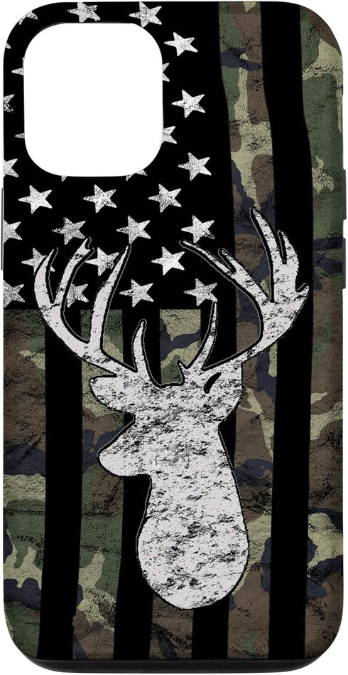 American Flag Whitetail Buck Camouflage Case for iPhone 12/12 Pro